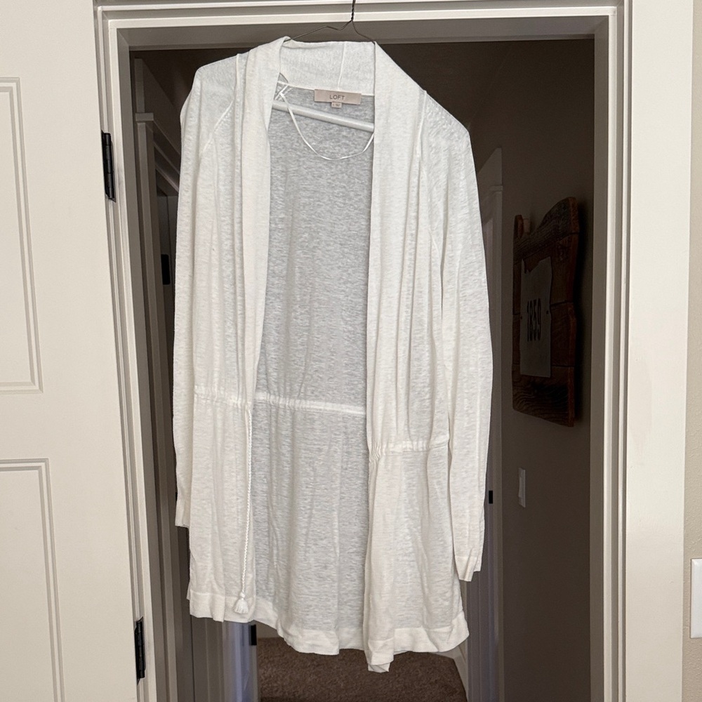 LOFT Cream/white Knit Cardigan
